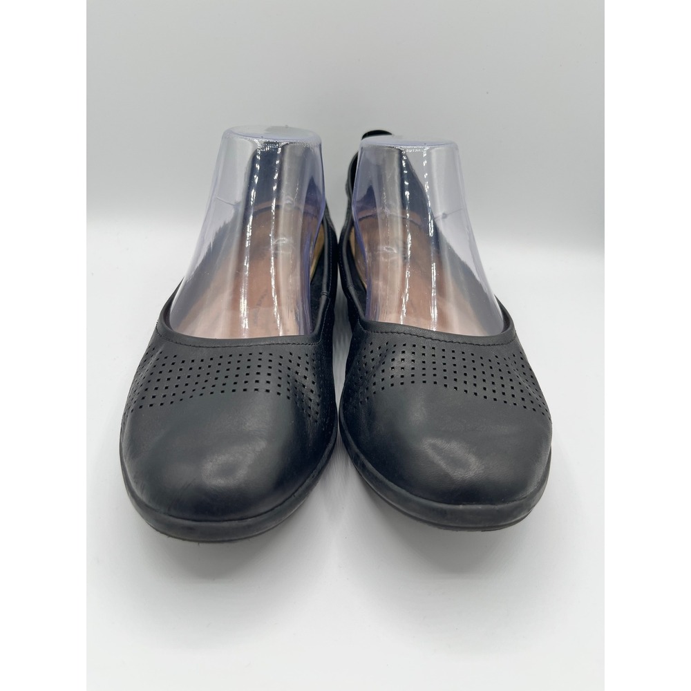 Clarks Collection Black Leather Perforated Ballet Flats‎ WomenSize 11 M